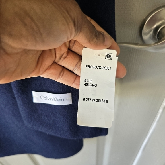 $395 Calvin Klein Long Coat 40 Mens Prosper Blue Wool Blend Heavy Old Money - Picture 9 of 16